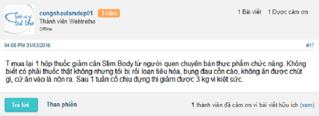 Feedback của khách hàng chia sẻ trên webtretho