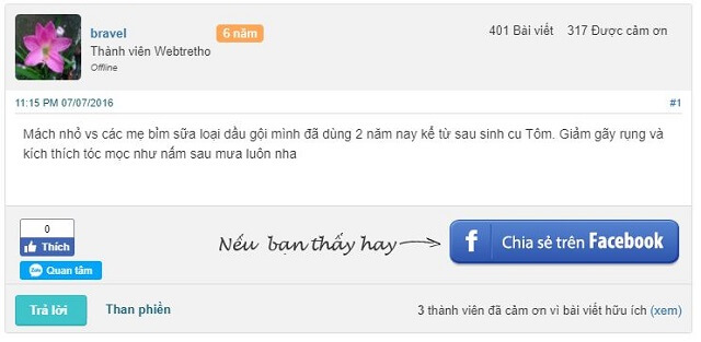 Review đánh giá của khách hàng trên webtretho