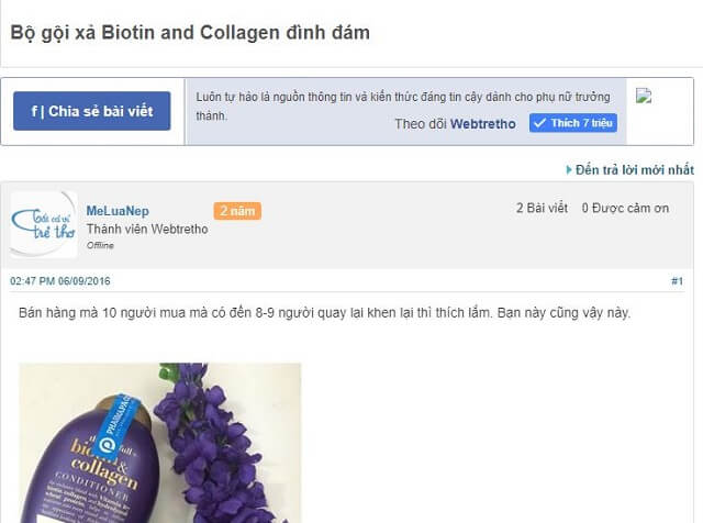 Review đánh giá của khách hàng trên webtretho