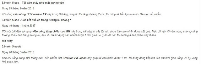 Review của khách hàng khi sử dụng GH Creation Ex