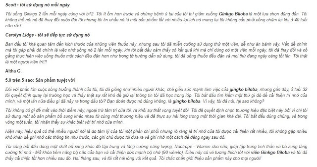 Review đánh giá Ginkgo Biloba 120mg từ người dùng