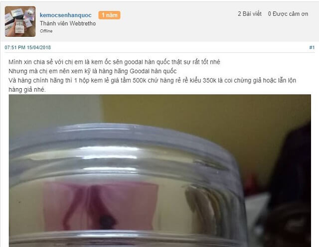 Kem ốc sên Hàn Quốc review