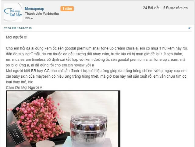 Kem ốc sên Hàn Quốc review