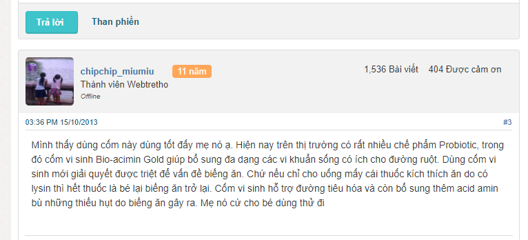 BIO ACIMIN ĐÁNH GIÁ