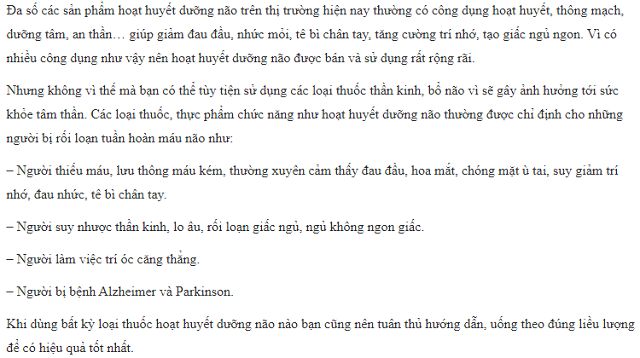 ĐÁNH GIÁ HOẠT HUYẾT DƯỠNG NÃO TRAPHACO (2)