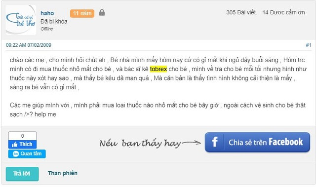 Đánh giá thuốc nhỏ mắt tobrex