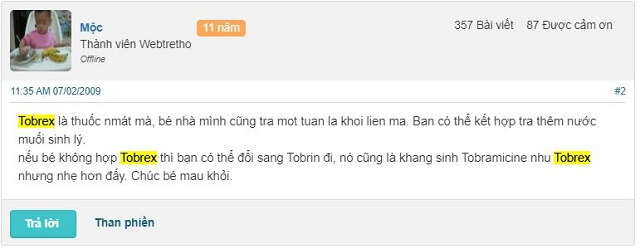 Đánh giá thuốc nhỏ mắt tobrex