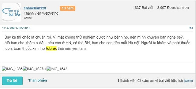 Đánh giá thuốc nhỏ mắt tobrex