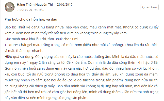 ĐÁNH GIÁ NEUTROGENA HYDRO BOOST WATER GEL