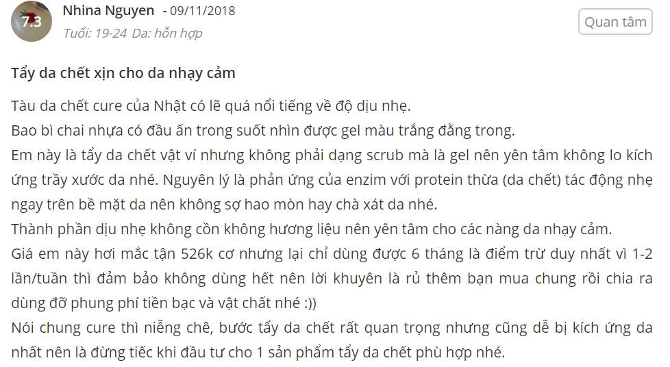 REVIEW TẨY DA CHẾT CURE SHEIS VỚI WEBTRETHO