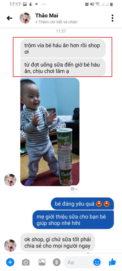 đánh giá sữa Babego của khách hàng