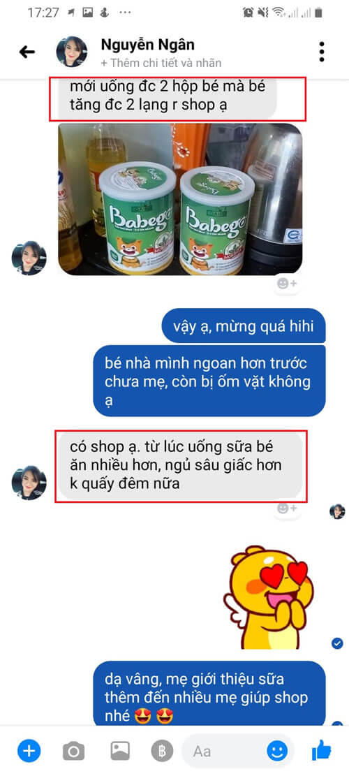 đánh giá sữa Babego của khách hàng