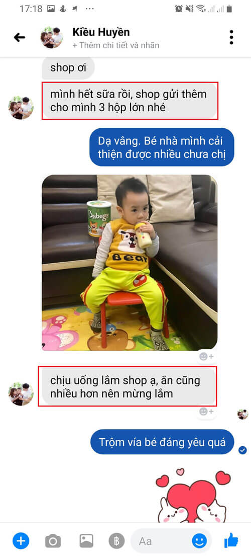 đánh giá sữa Babego của khách hàng