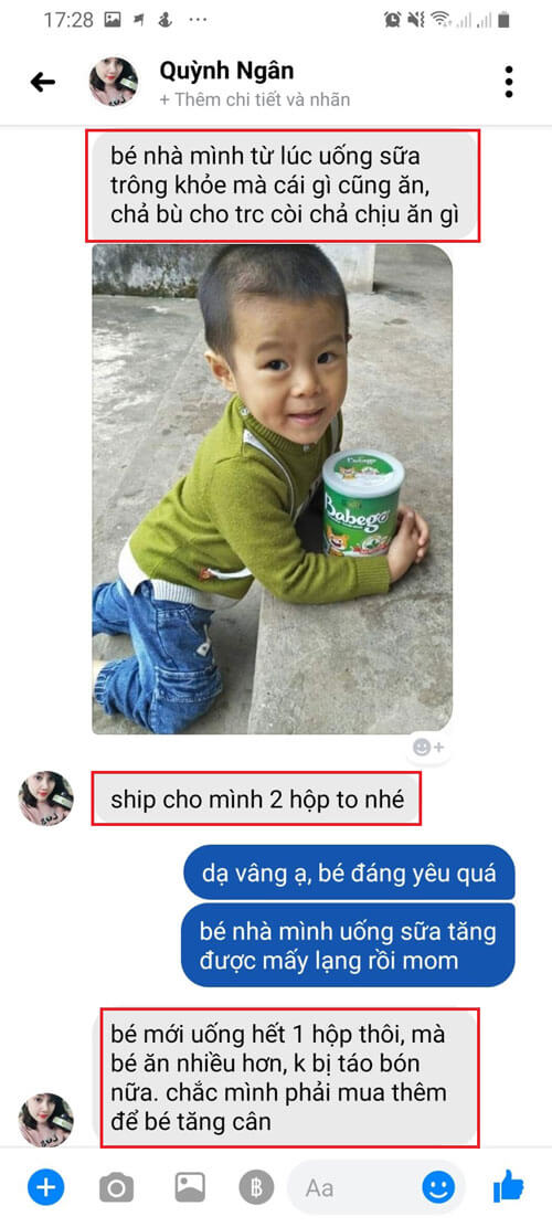 đánh giá sữa Babego của khách hàng