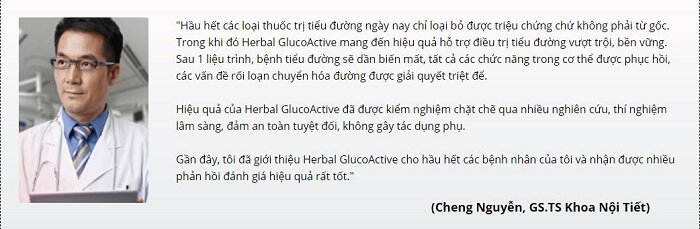 Herbal Glucoactive được chuyên gia đánh giá cao