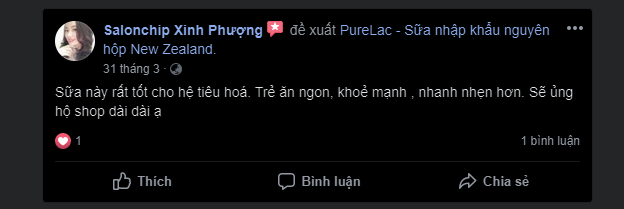 ĐÁNH GIÁ SỮA PURELAC