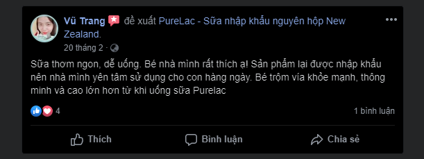 ĐÁNH GIÁ SỮA PURELAC