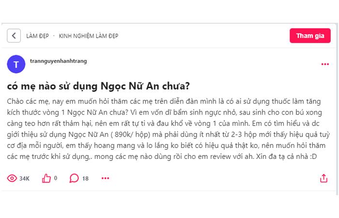 ĐÁNH GIÁ NGỌC NỮ AN