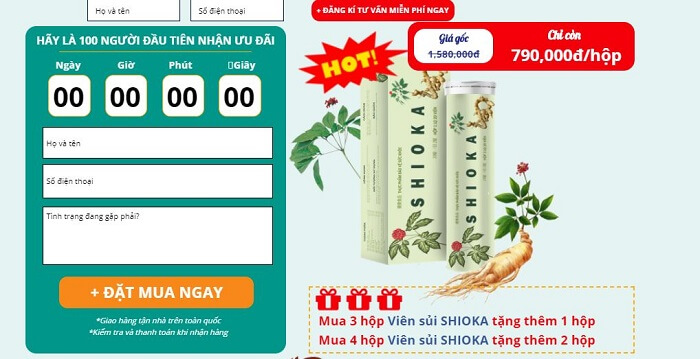 Viên sủi Shioka giá bao nhiêu